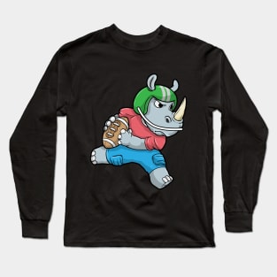 Rhino as Footballer with Football and Helmet Long Sleeve T-Shirt